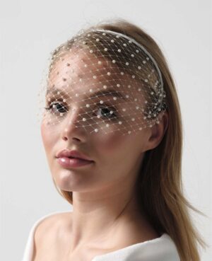 Νυφικό βέλο | BB-554 Birdcage | Swarovski Pearls