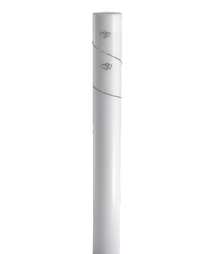 Λαμπάδα Γάμου | 15Χ140CM Κερί με καρδίες και στρας