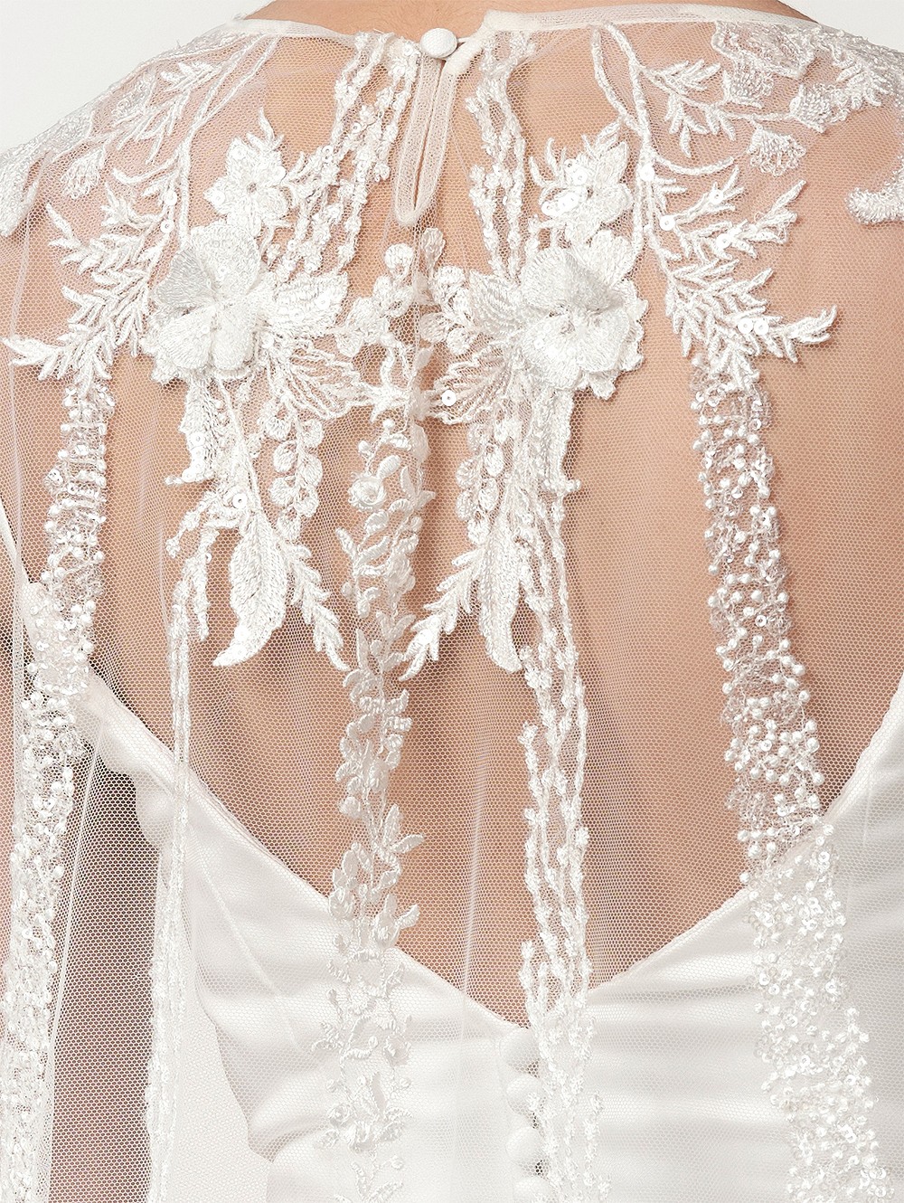 Νυφική Κάπα τούλινη ιβουάρ με κεντημένη δαντέλα | Cape Lace T-123 - Image 3