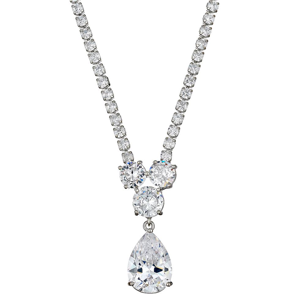 Νυφικό λαμπερό σετ | Κολιέ με σκουλαρίκια από ζιργκόν | JS101 - Image 3