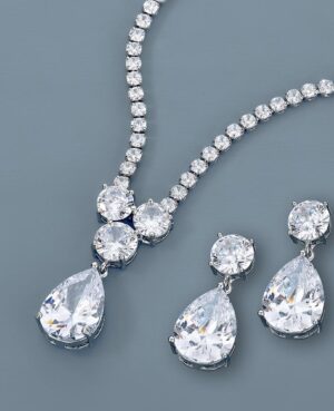 Νυφικό λαμπερό σετ | Κολιέ με σκουλαρίκια από ζιργκόν | JS101