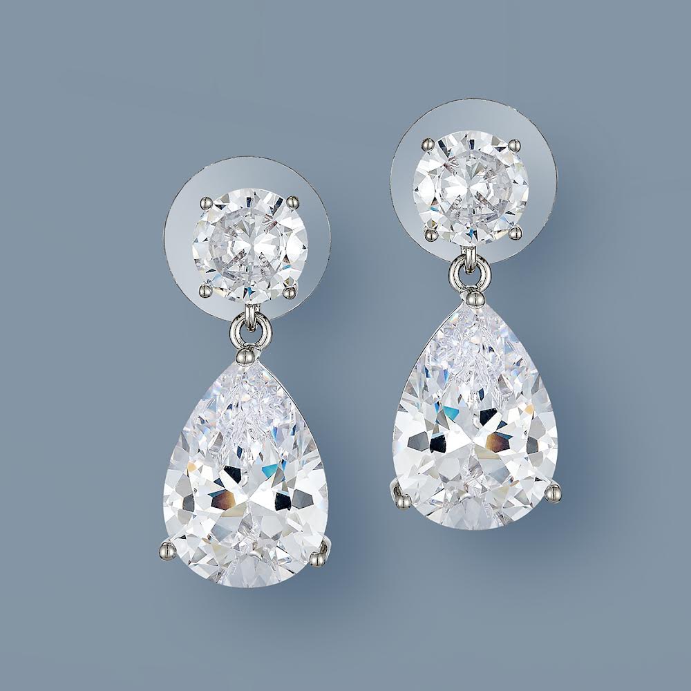 Νυφικό λαμπερό σετ | Κολιέ με σκουλαρίκια από ζιργκόν | JS101 - Image 4