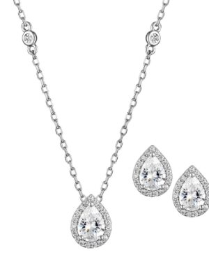 Νυφικό λαμπερό σετ από ασήμι 925 με υψηλής ποιότητας διάφανα ζιργκόν! | ST102