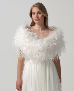 Νυφικό μπολερό με πούπουλα | BOL-04 Stola | Ostrich feathers