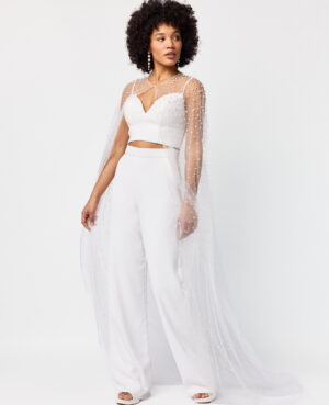 Νυφική τούλινη Κάπα με πέρλες | Tulle Perles cape | 200 cm