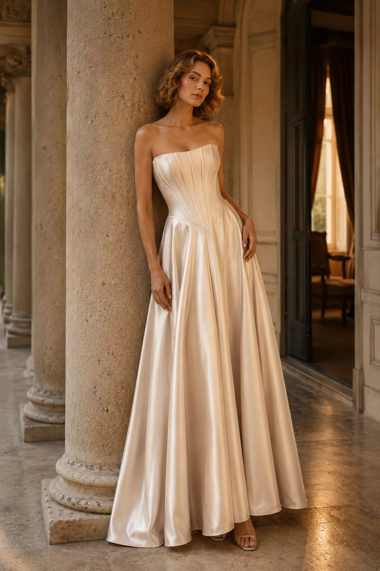 Maxi Φόρεμα σατέν | Marisa PL6225 - Image 2