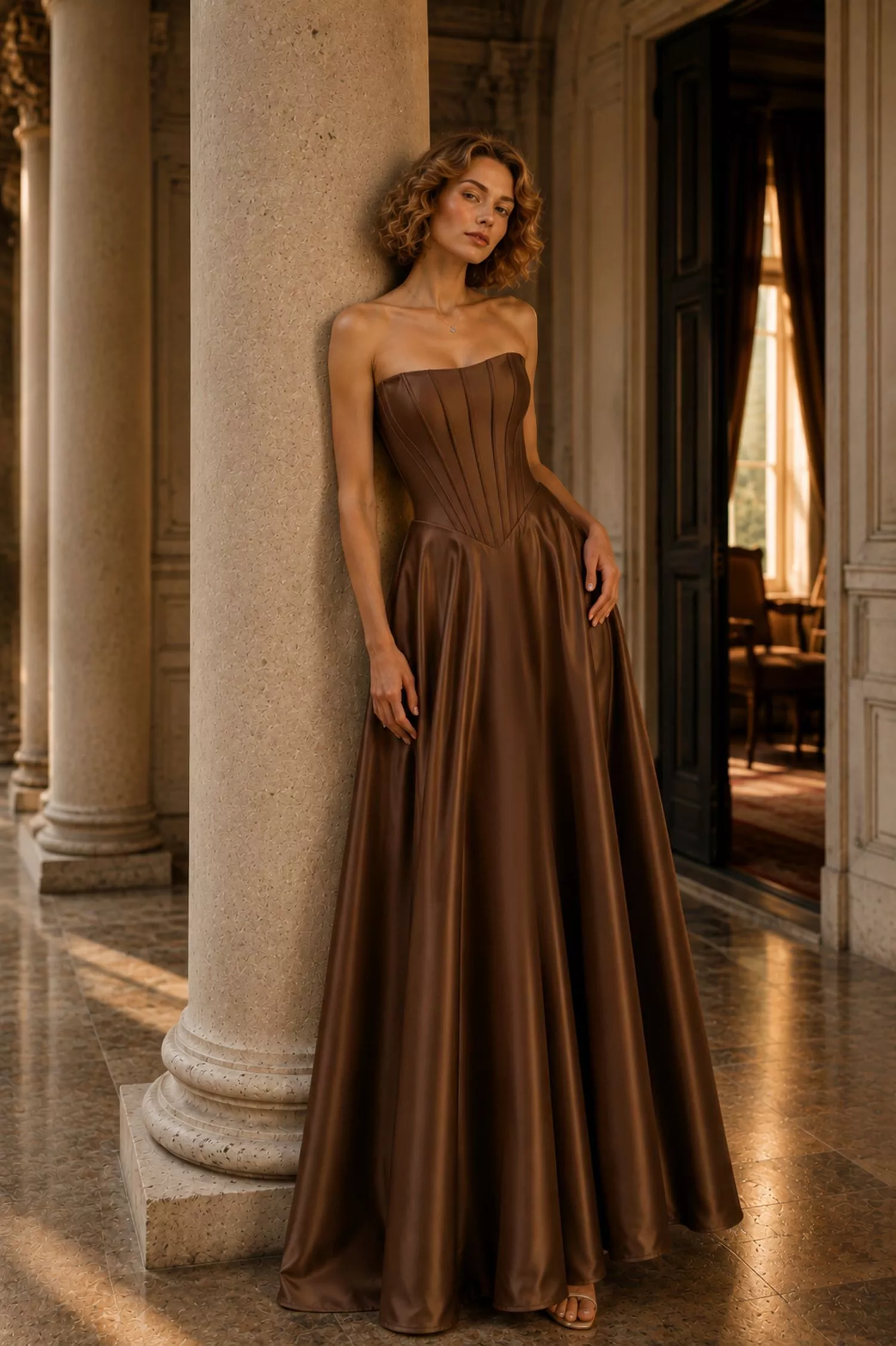 Maxi Φόρεμα σατέν | Marisa PL6225 - Image 7