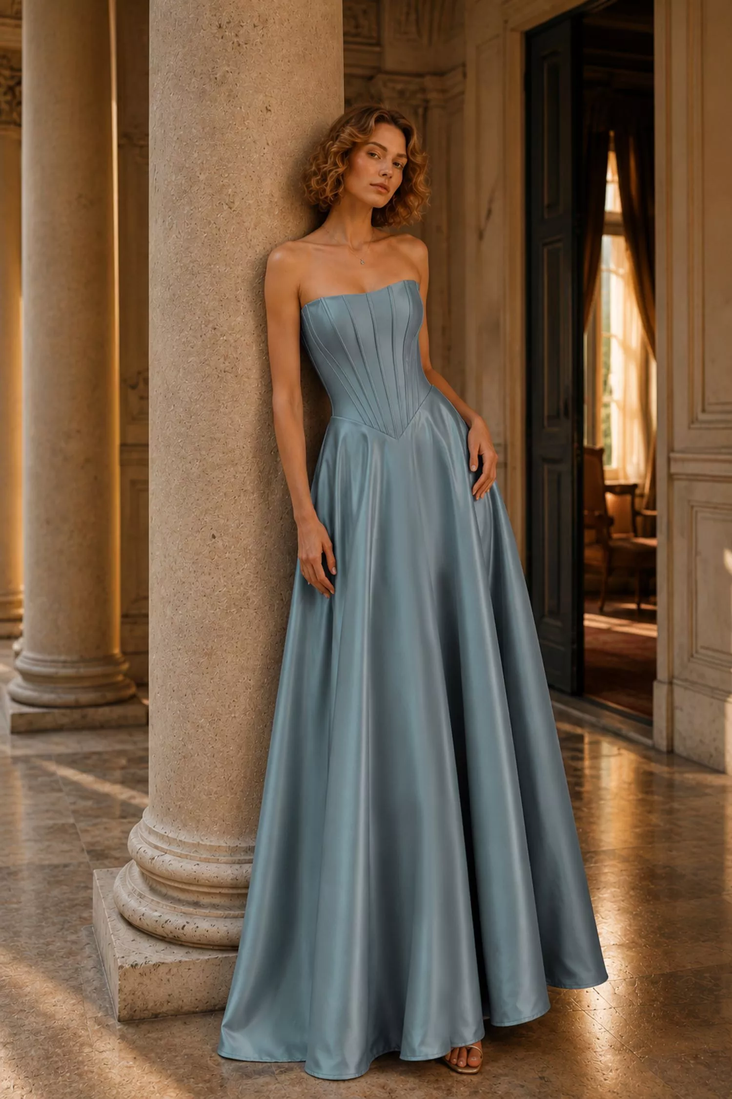 Maxi Φόρεμα σατέν | Marisa PL6225 - Image 8